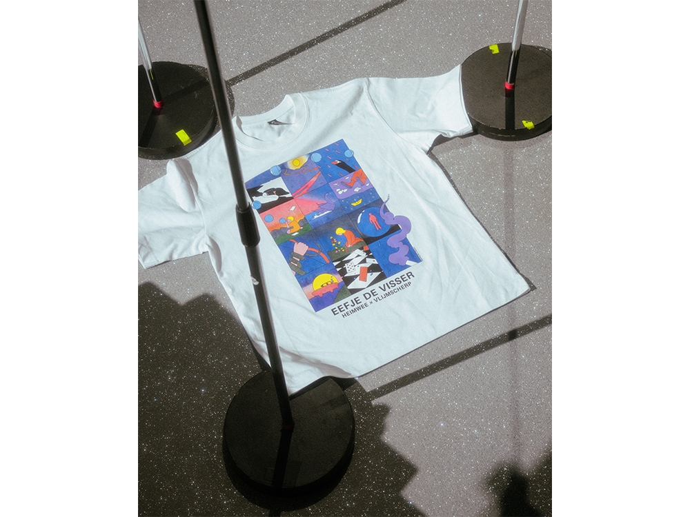 Heimwee x Vlijmscherp T-shirt Wit met gekleurd design 