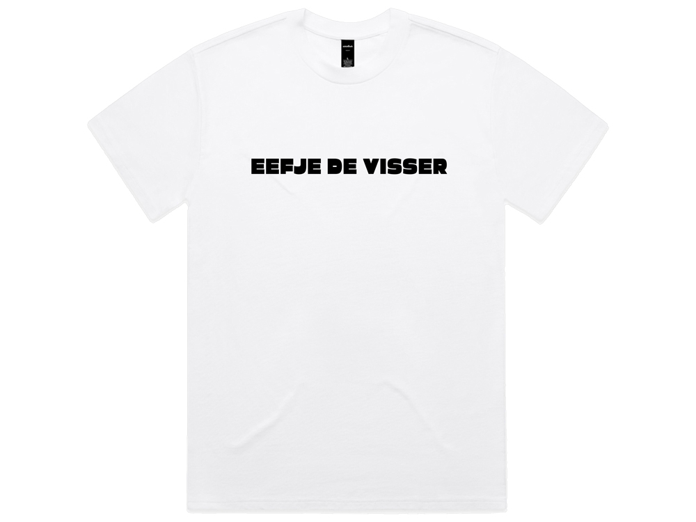 Logo T-shirt Wit met Zwarte Flok Print